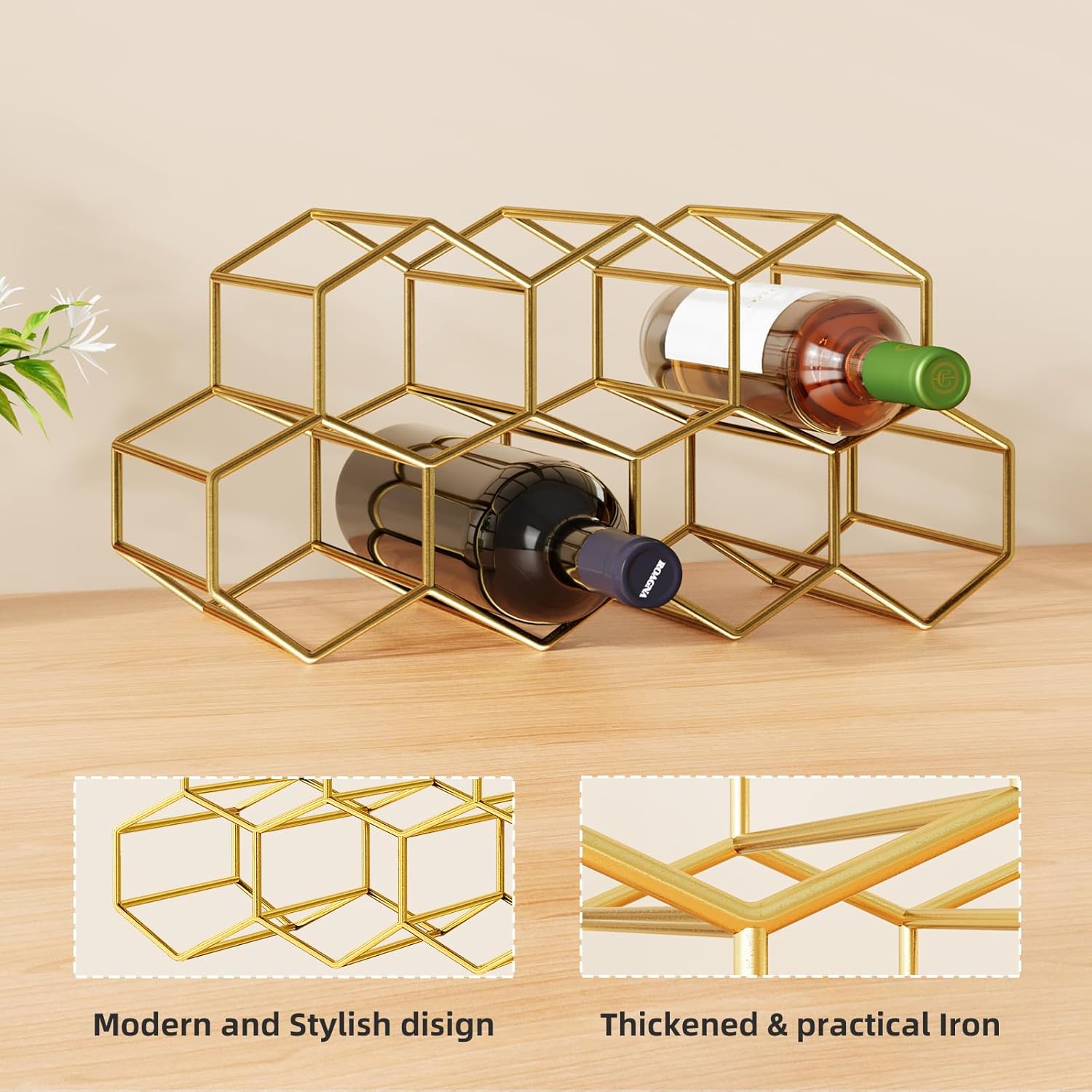 Urban Deco Small Gold Wine Rack 9 Bottle Holder 1