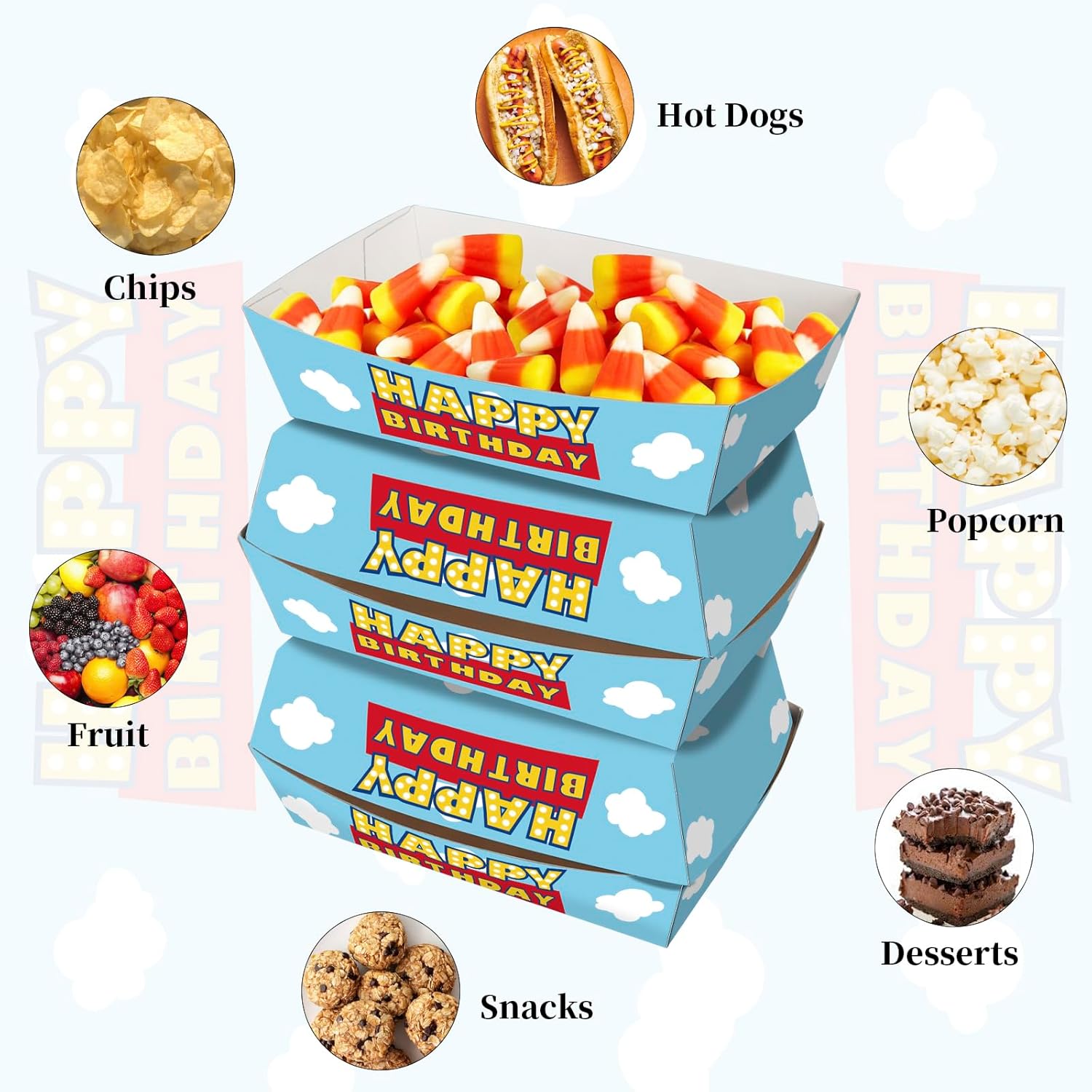 KERINGO 50 Pack 3Lb Toy Story Paper Food Trays