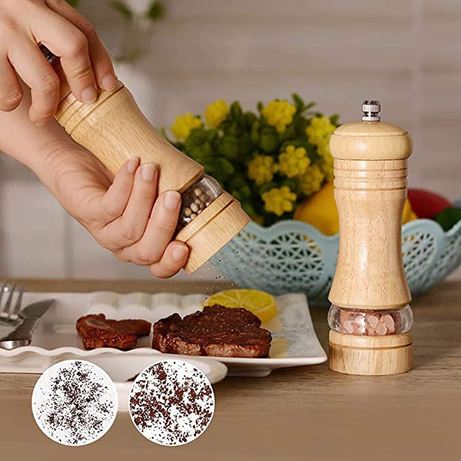 TIANYUU Salt Pepper Grinder Set - Pack of 2