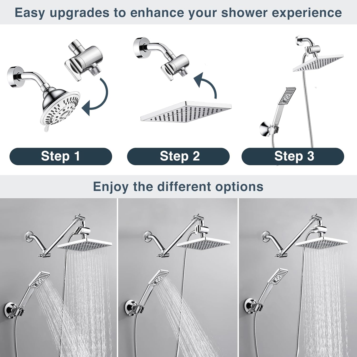 BRIGHT SHOWERS Dual Rain Handheld Shower Combo
