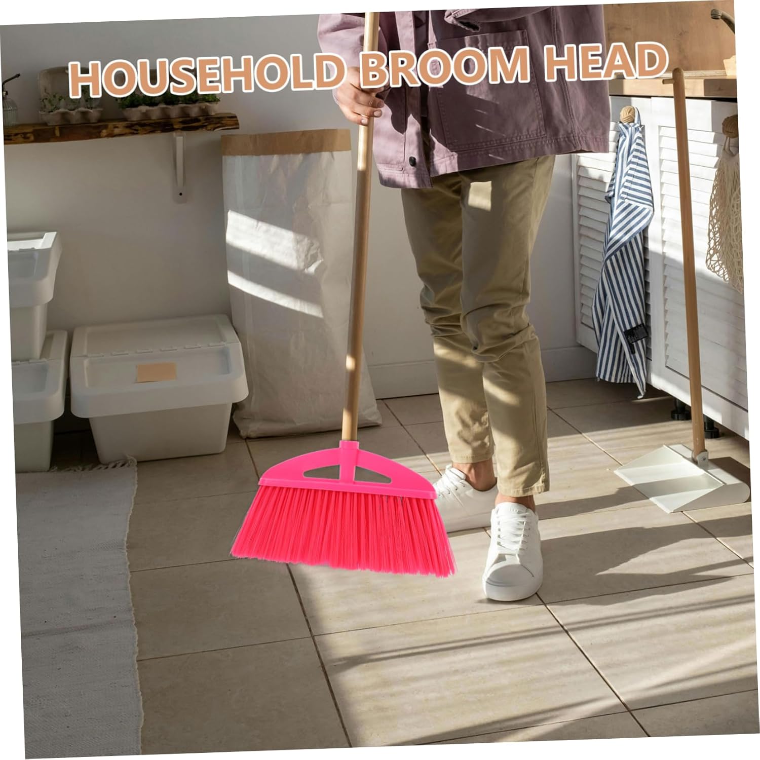 SHERCHPRY 2Pcs Flagged Plastic Broom Head Replacement