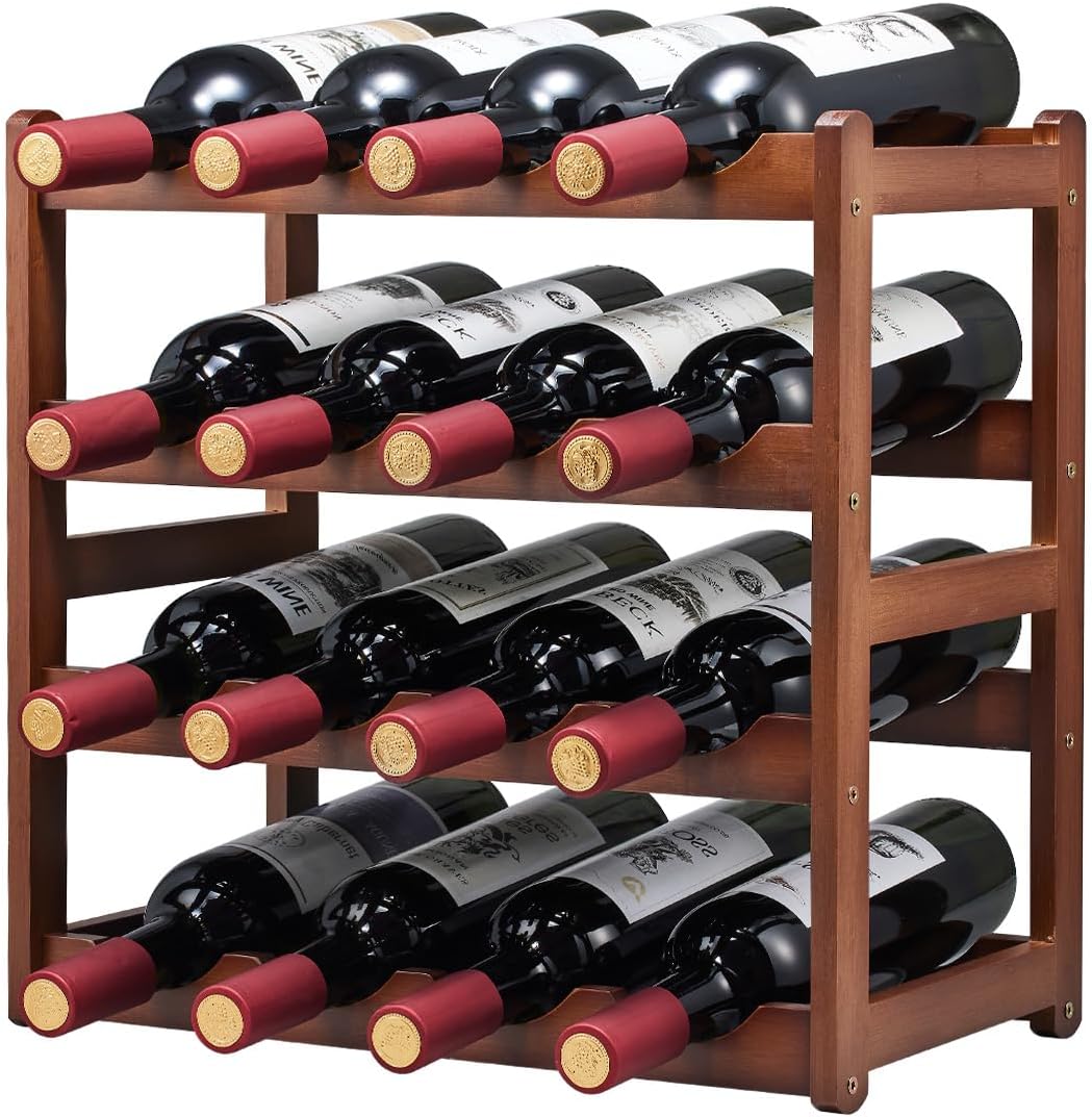 Homevany 4-Tier Bamboo Wine Rack Holds 16 Bottles