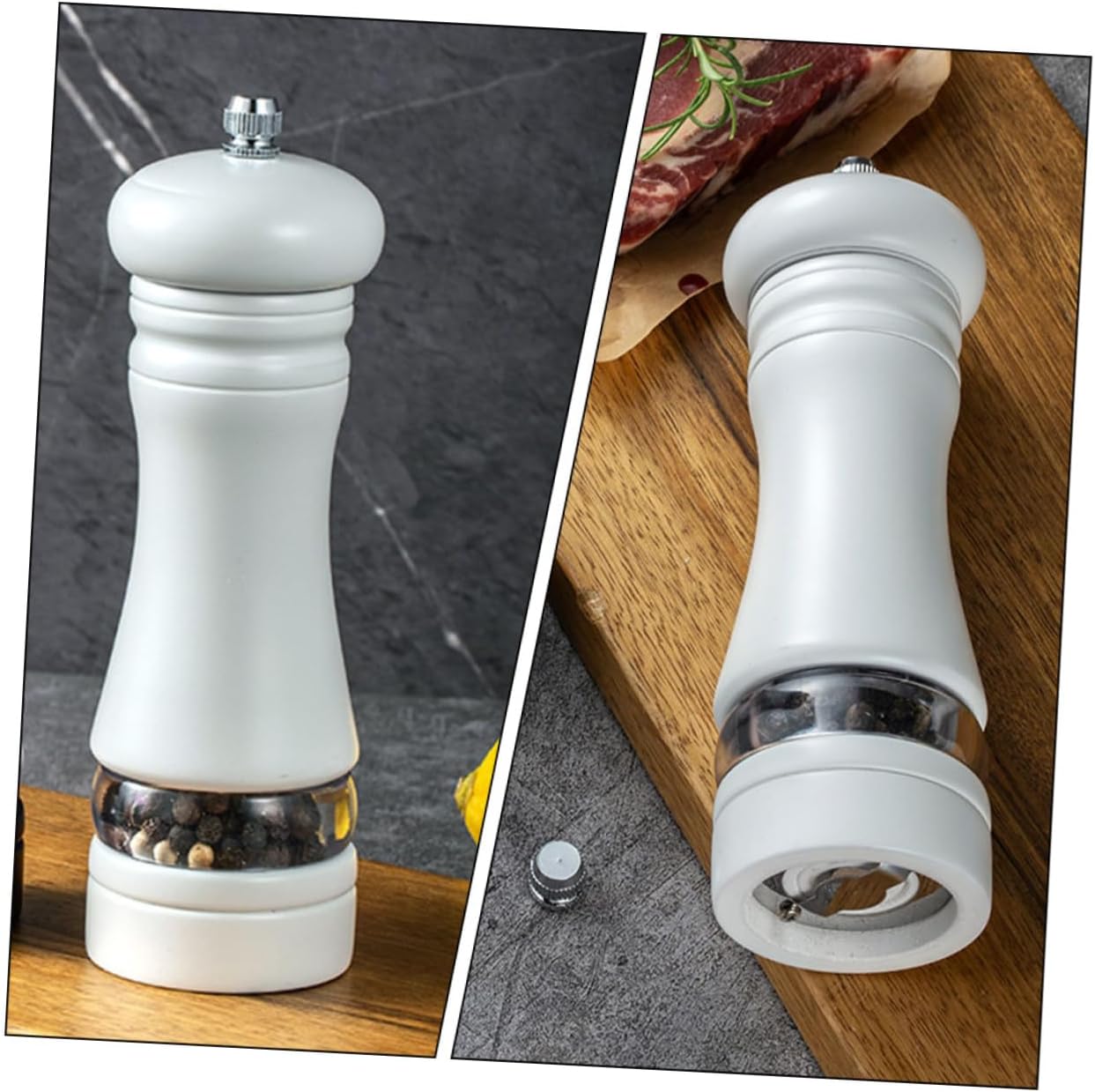 KICHOUSE Salt Pepper Shakers Set 6 Inches Wooden Refillable