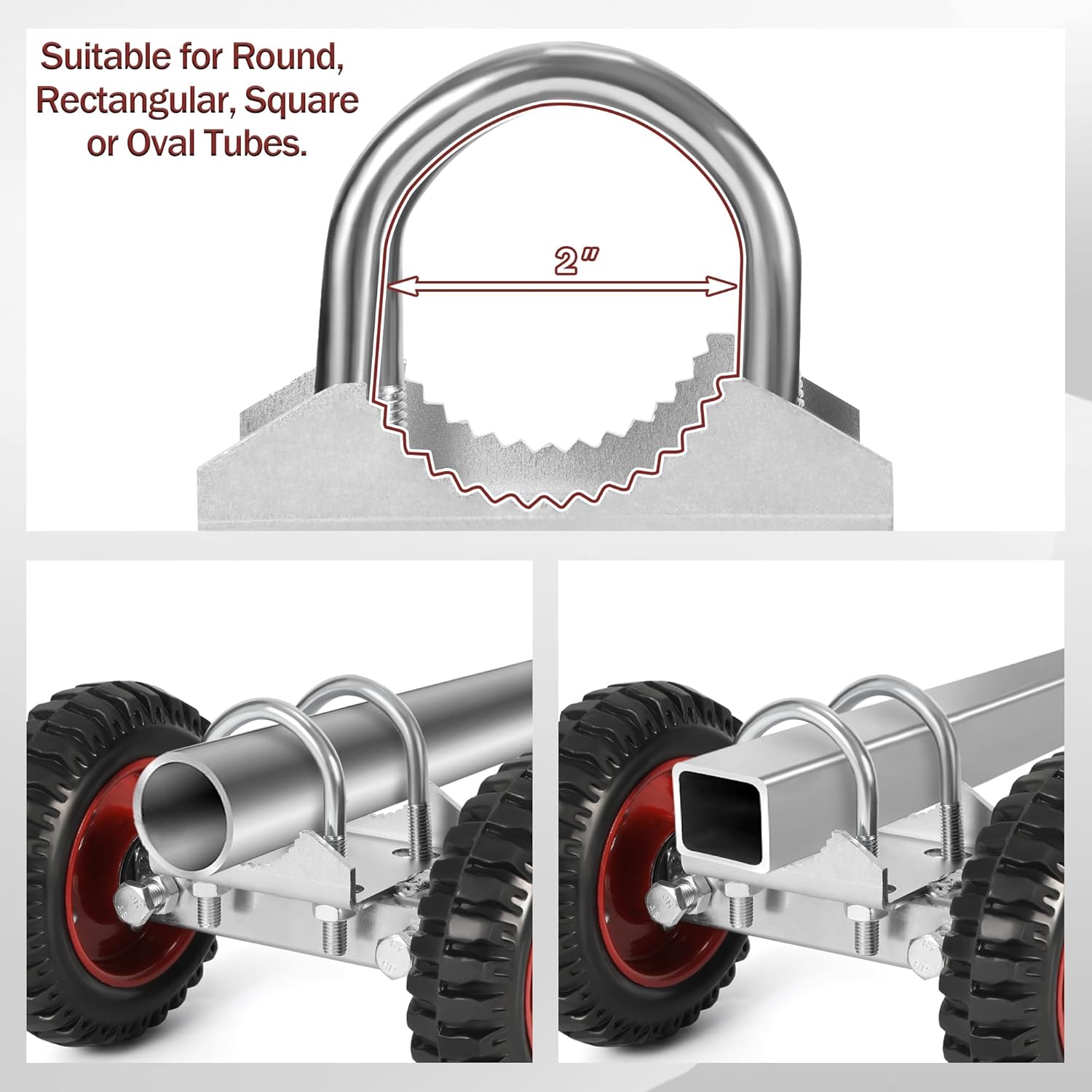 Aukivon 6 Inch Rubber Gate Wheel with Double U-Bolts