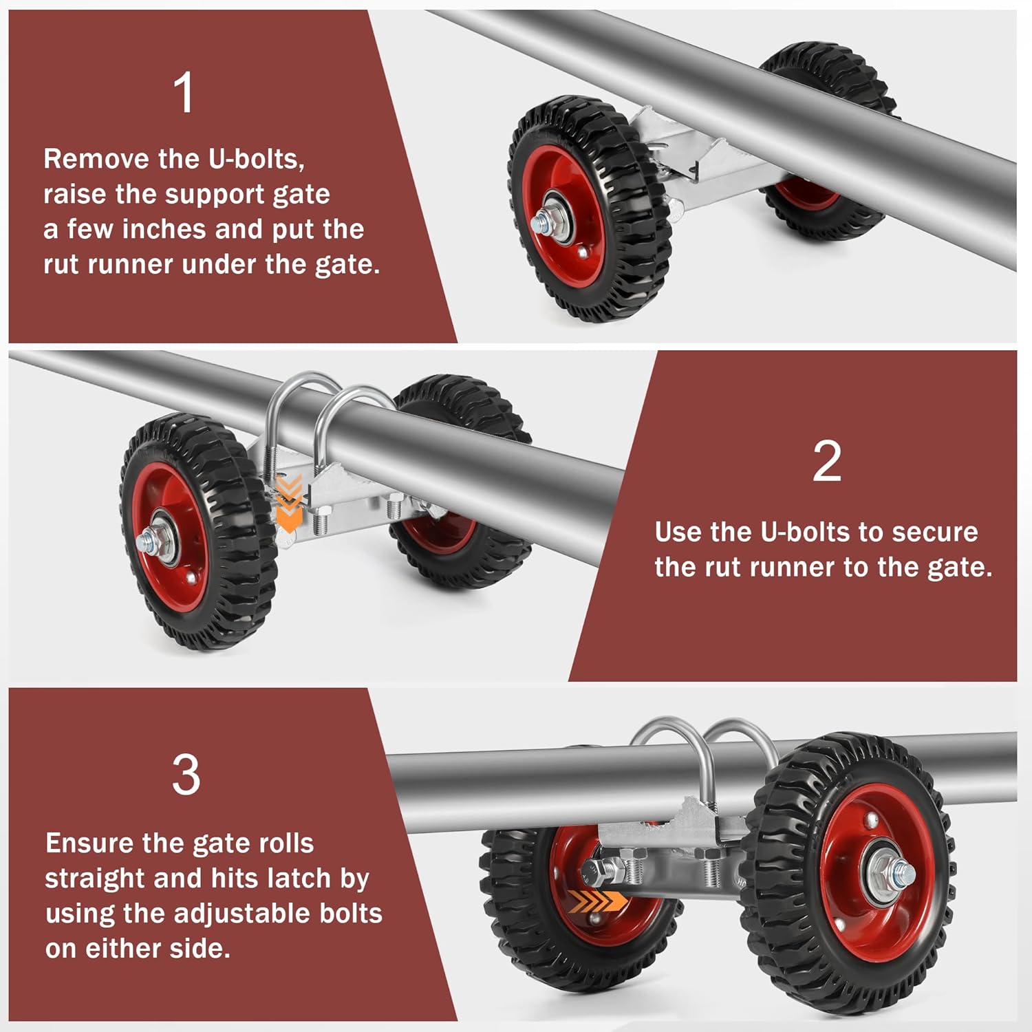 Aukivon 6 Inch Rubber Gate Wheel with Double U-Bolts