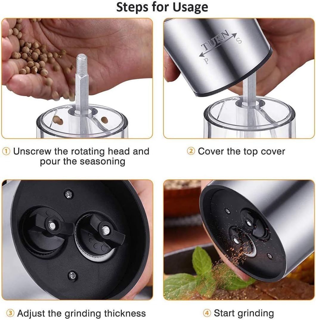 sdneNest Salt Pepper Grinder Set 2 in 1 Stainless Steel