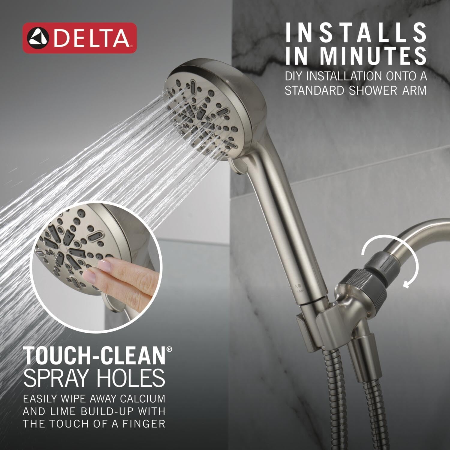 Delta 4-Spray Handheld Shower Head with Hose Brushed Nickel