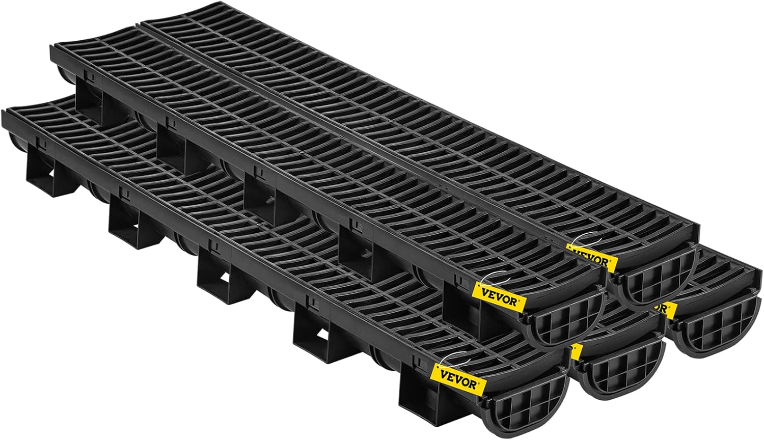 VEVOR Trench Drain System 57x31-Inch HDPE Black 5-Pack
