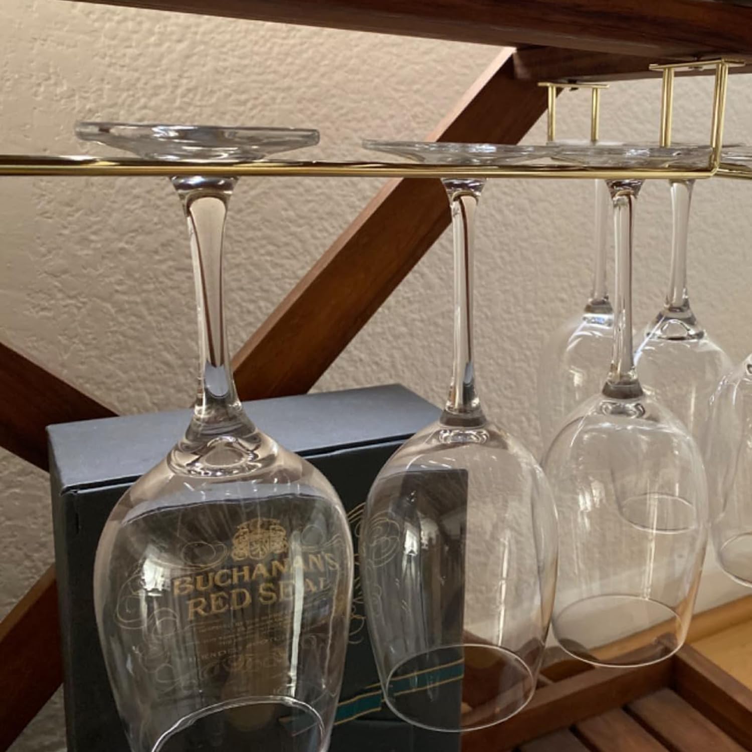 RedDreamer 14-Inch Gold Wine Glass Rack Set of 4