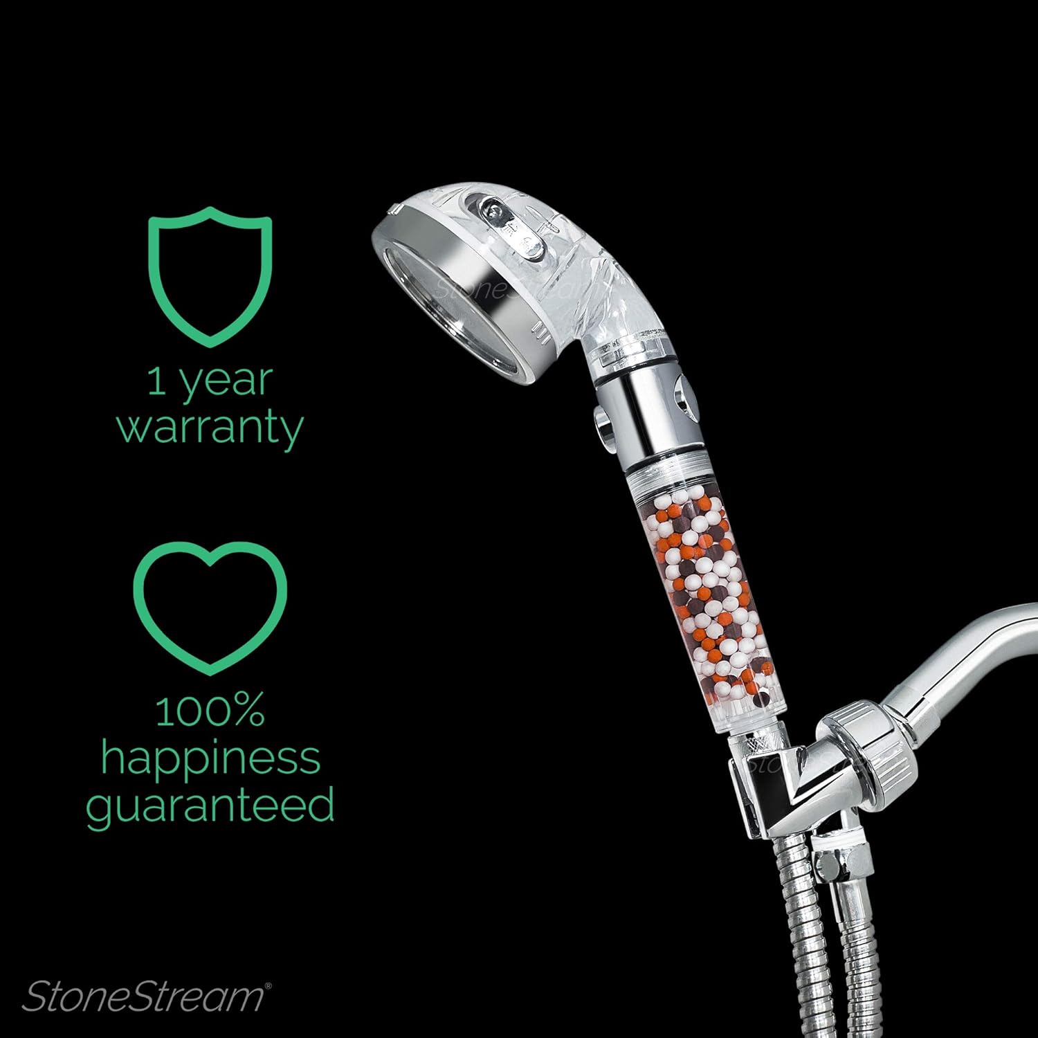 StoneStream EcoPower High Pressure Handheld Shower Head with 3 Spray Modes