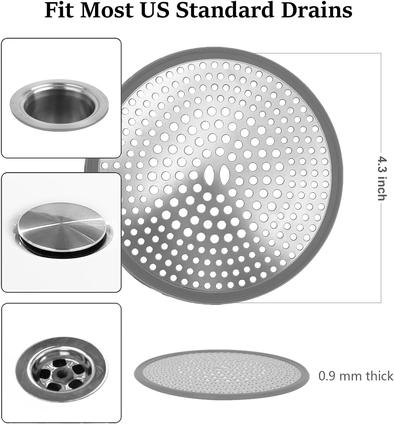 TTRWIN Drain Hair Catcher 304 Stainless Steel Anti-Slip Silicone