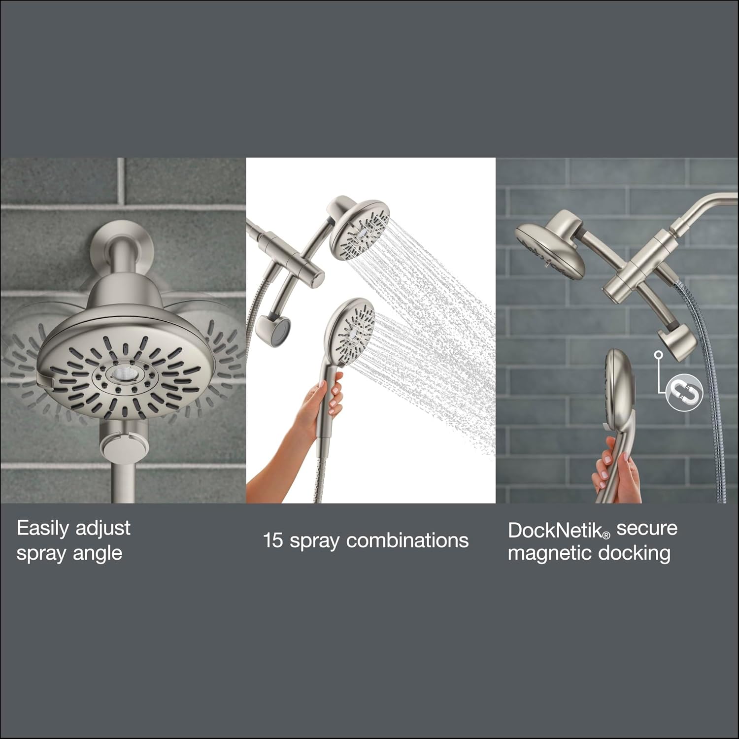 KOHLER Freespin Bellerose 3-Spray Dual Wall Mount Fixed Handheld Shower Head