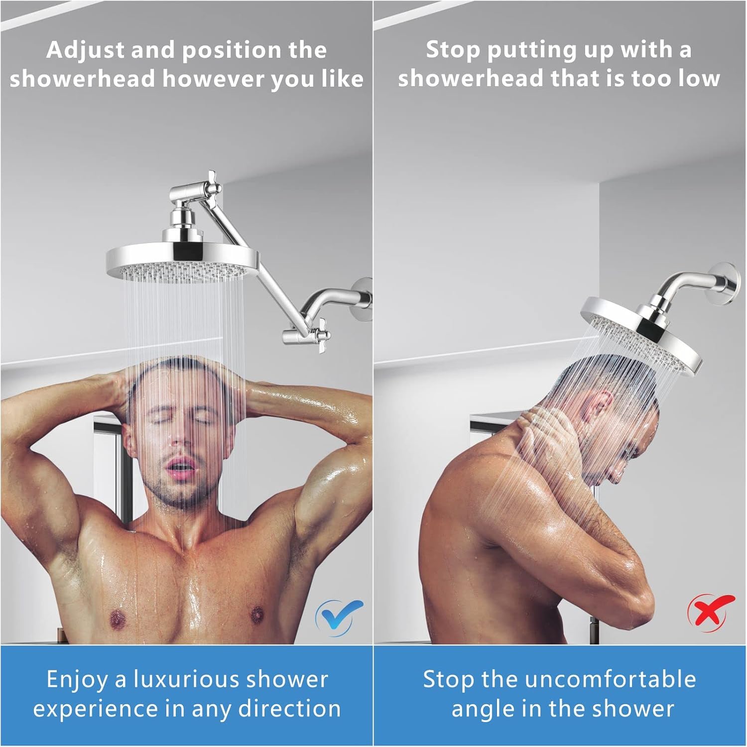 Nuodan 11 Inch Solid Brass Shower Arm with Universal Connection and Chrome Finish
