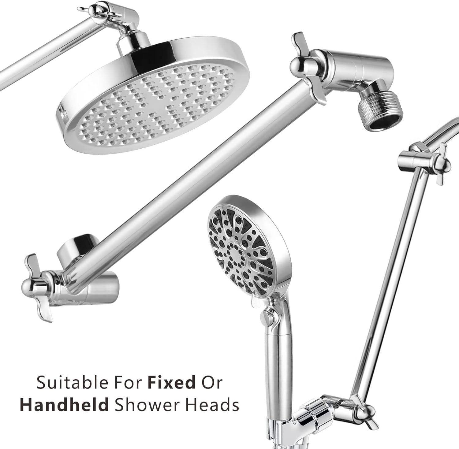 Nuodan 11 Inch Solid Brass Shower Arm with Universal Connection and Chrome Finish