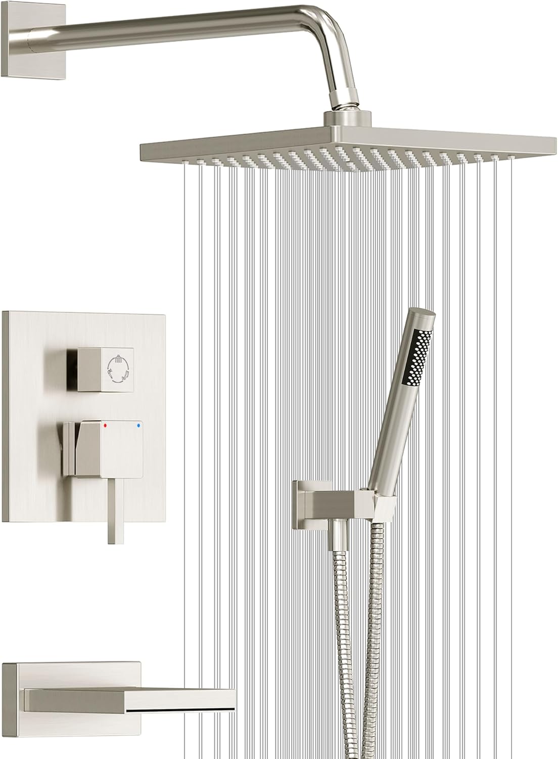 Esnbia Bathtub Shower Faucet Set with Rain and Handheld Heads