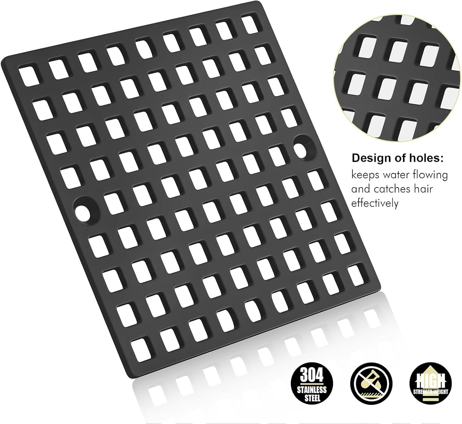 Yaseingoo 2PC 4 Inch Matte Black Shower Drain Cover
