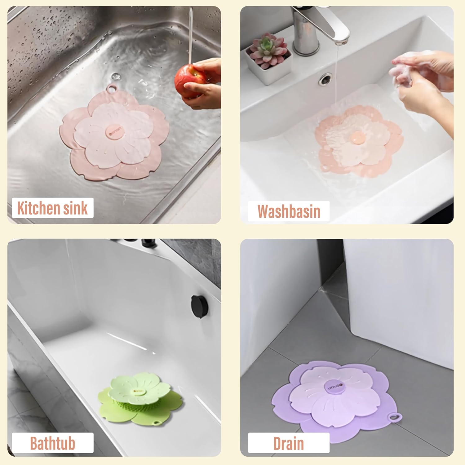 AYXX Anti-Odor Petal Hair Drain Catcher 4 Pack