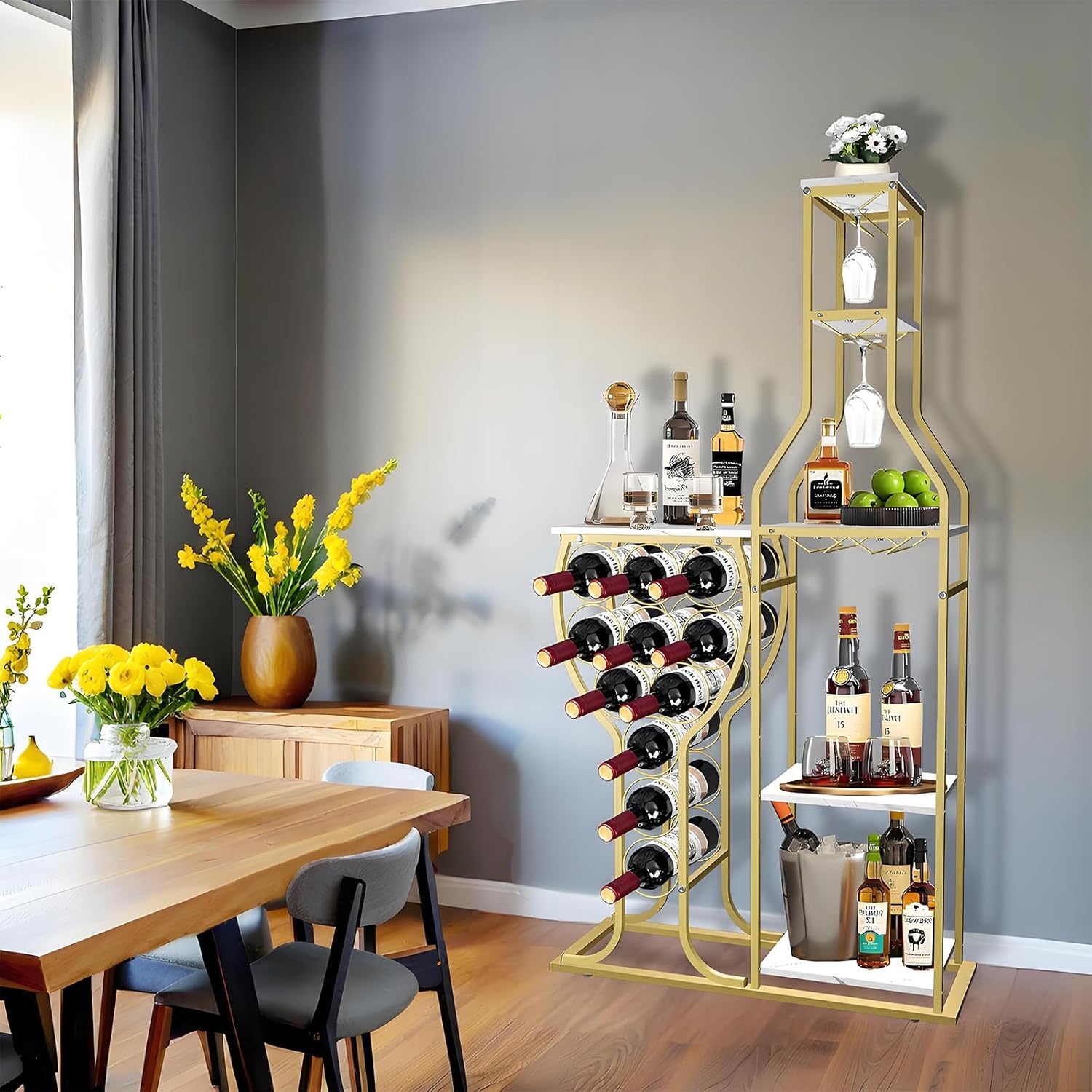 Mantianstar White 11-Bottle Freestanding Wine Rack