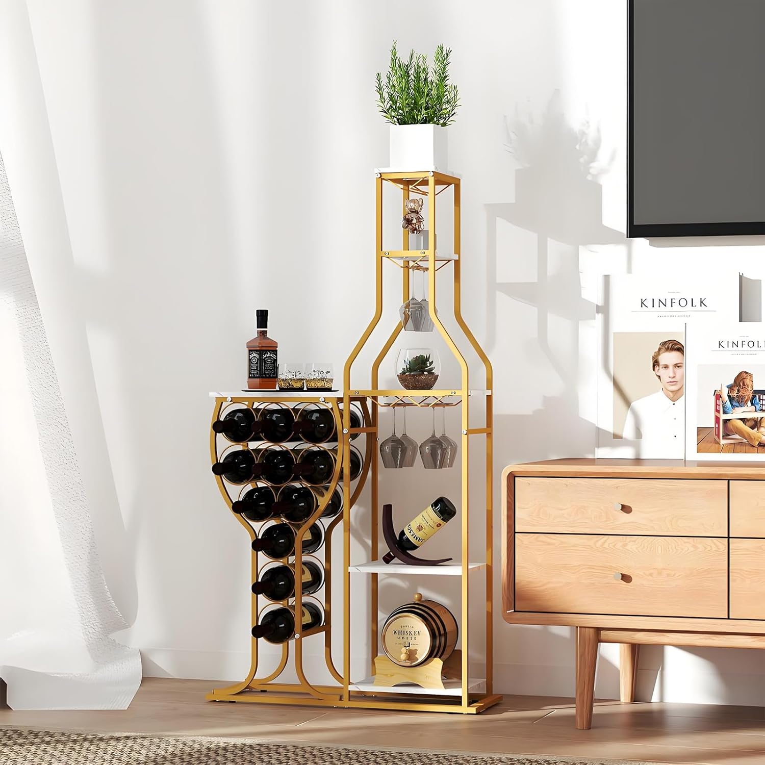Mantianstar White 11-Bottle Freestanding Wine Rack