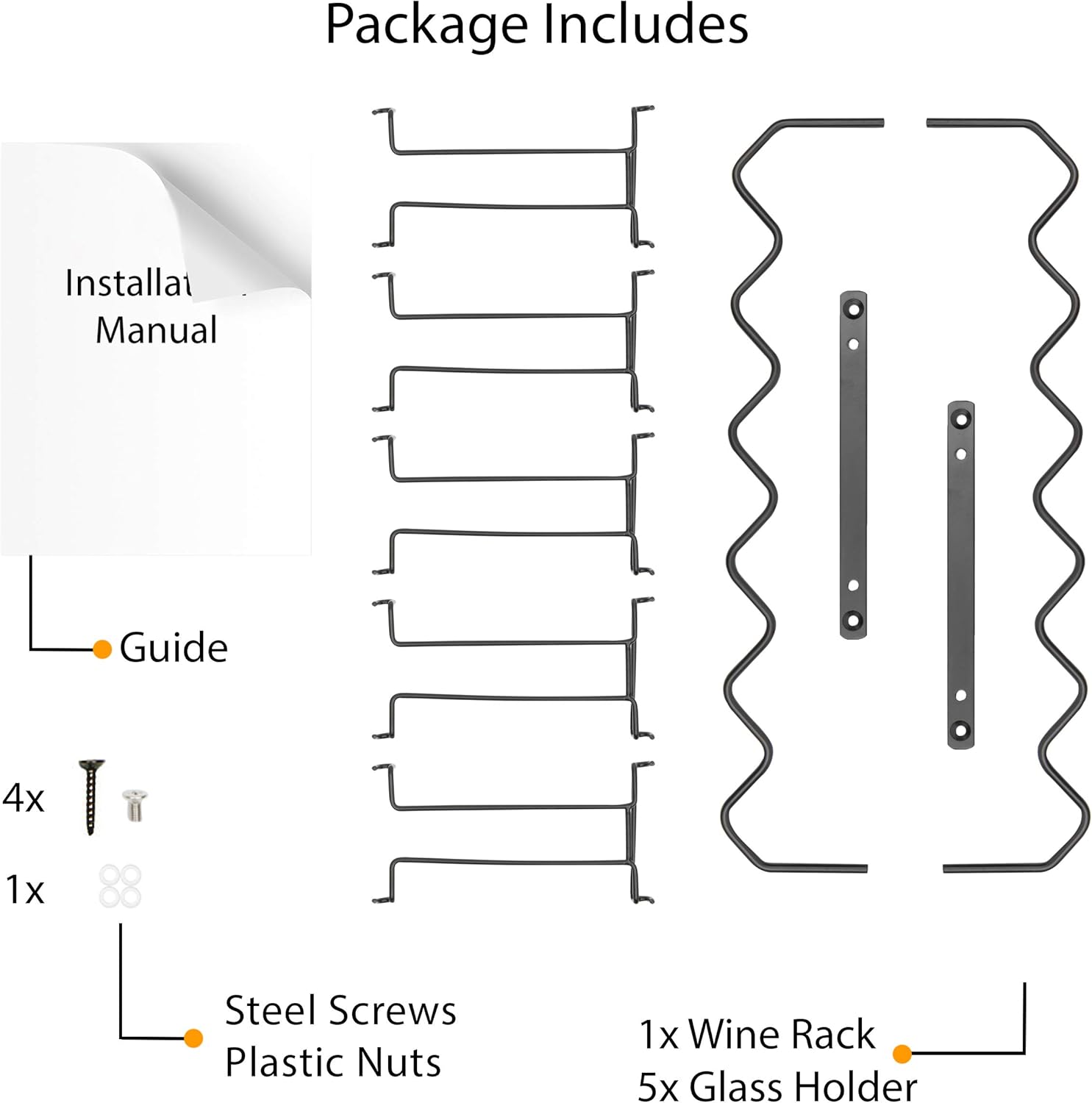 Wallniture Piccola Metal Wine Glass Holder for Kitchen