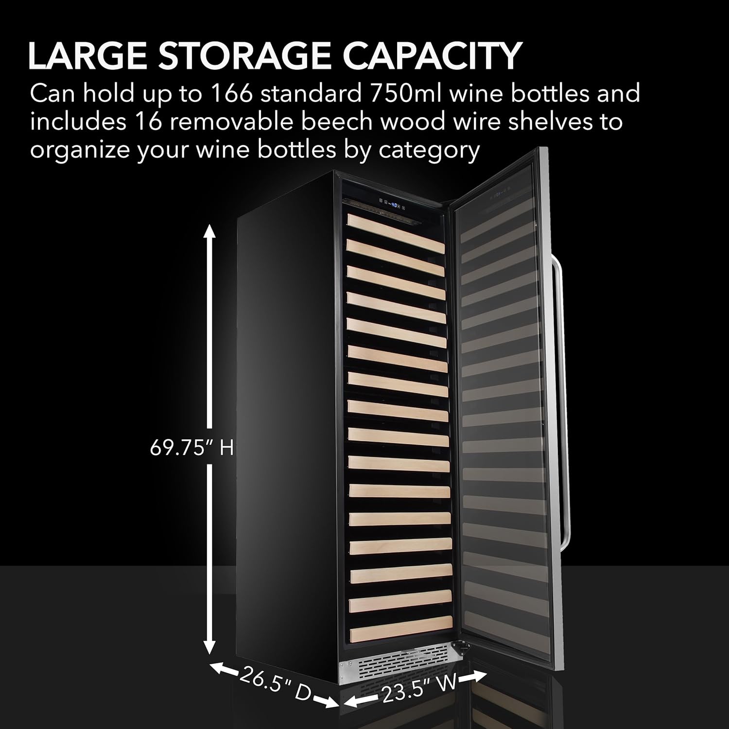 Whynter 164-Bottle Dual Zone Wine Cooler with Display Shelf