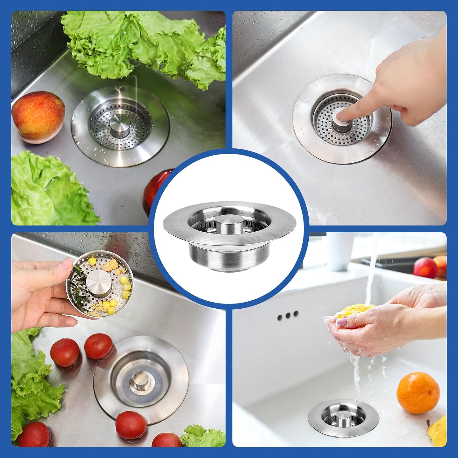 WarmSpray 3 in 1 Kitchen Sink Drain Strainer