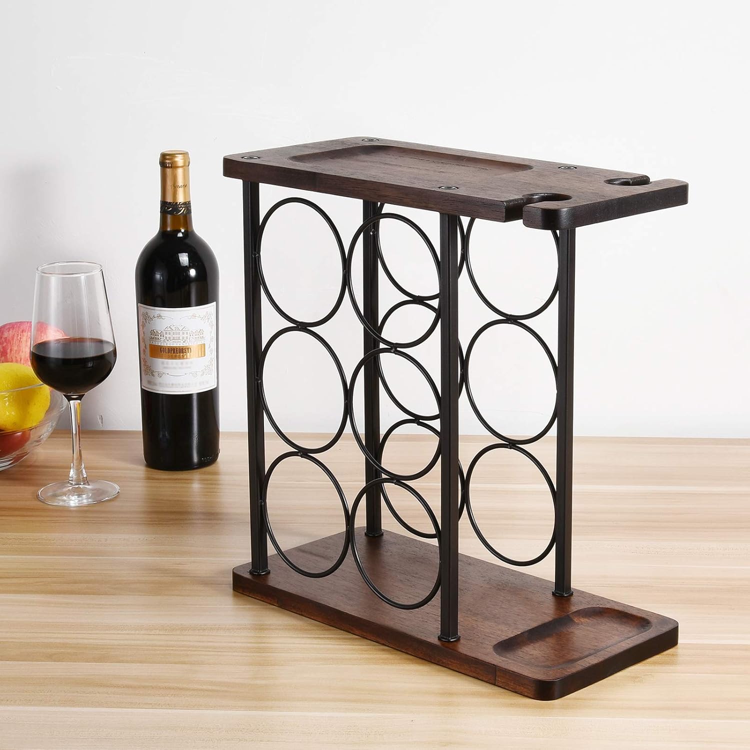 ALLCENER 6-Bottle Wine Rack with Glass Holder