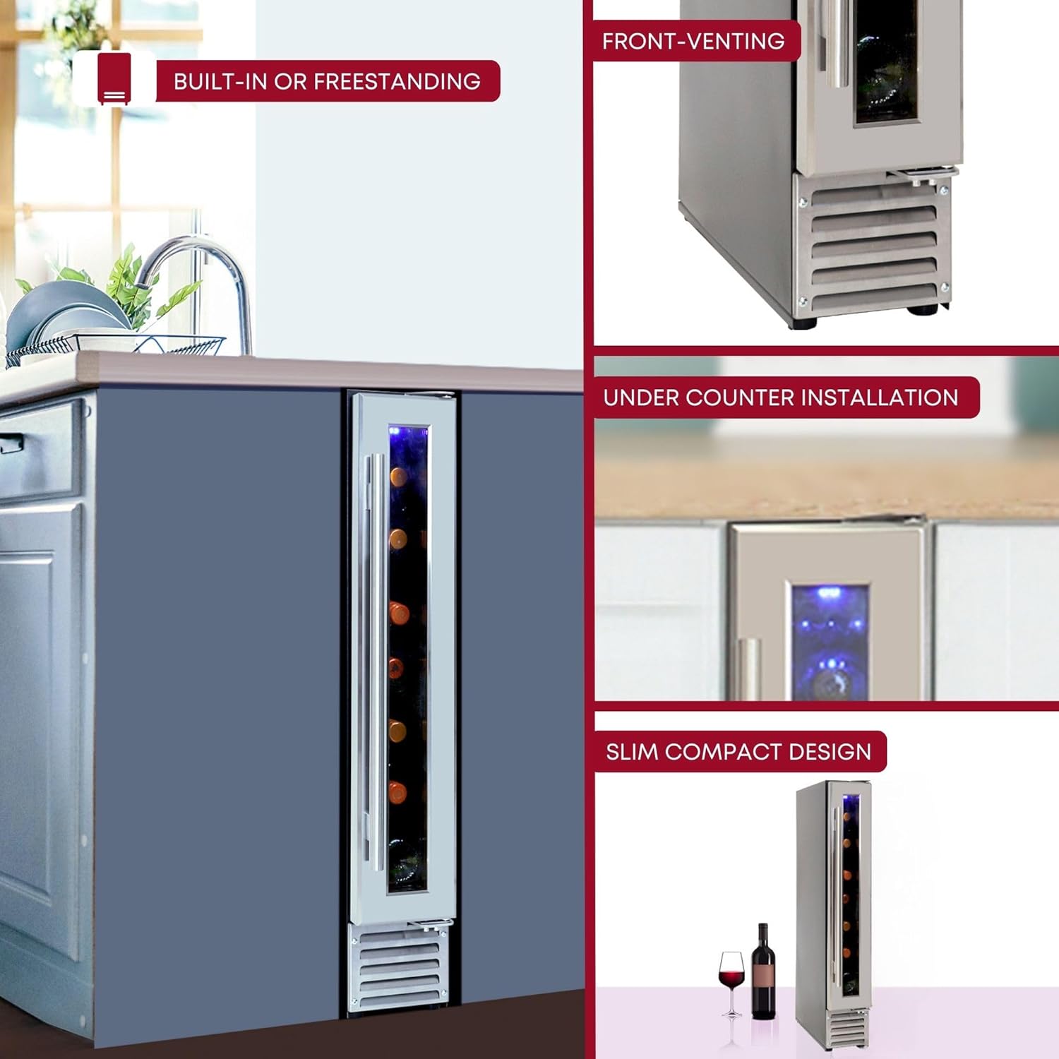 Koolatron 7 Bottle Wine Cooler 6-Inch Freestanding
