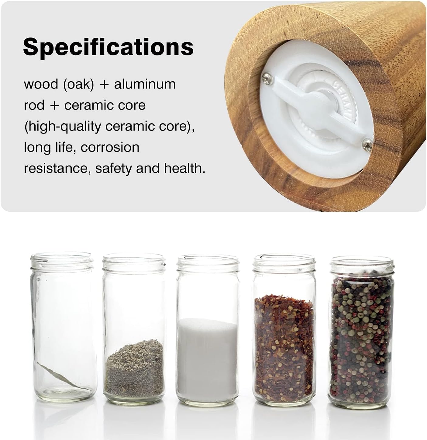 SMNVL Wood Salt and Pepper Grinder Set 2 Pack