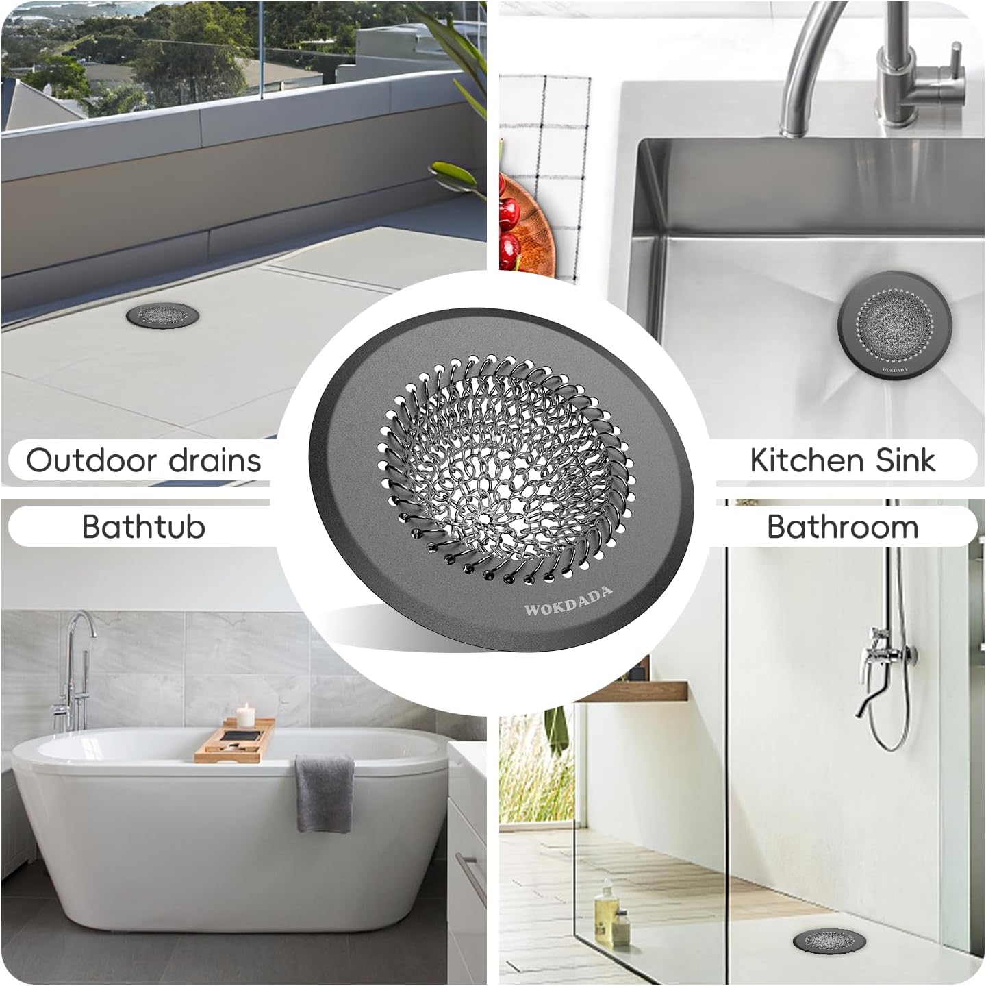 Wokdada Bathtub Hair Catcher Drain Strainer