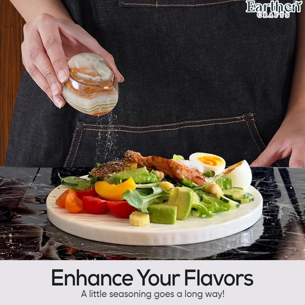 EARTHEN CRAFTS Marble Salt Pepper Egg Shape Set of 2
