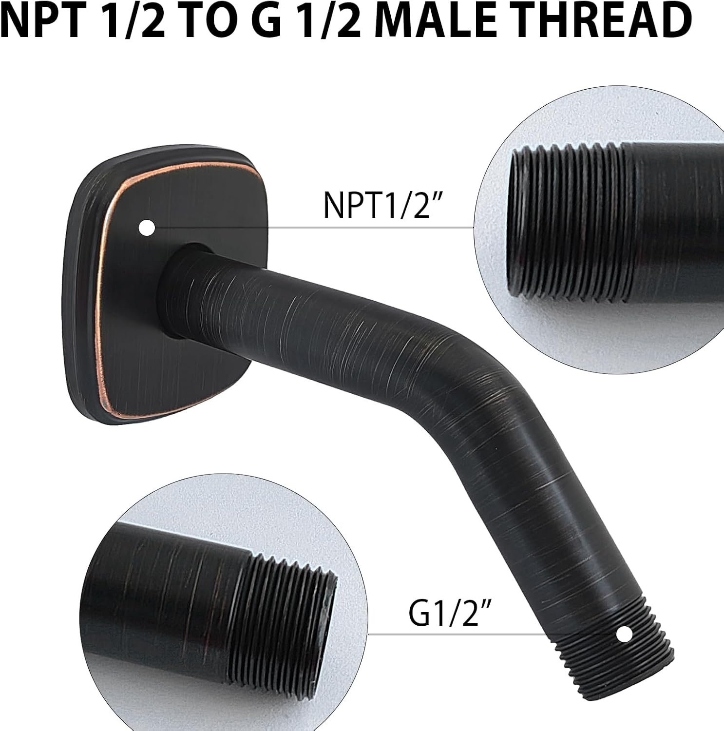 Oil Rubbed Bronze Angled Shower Arm with Flange 6 Inch 1