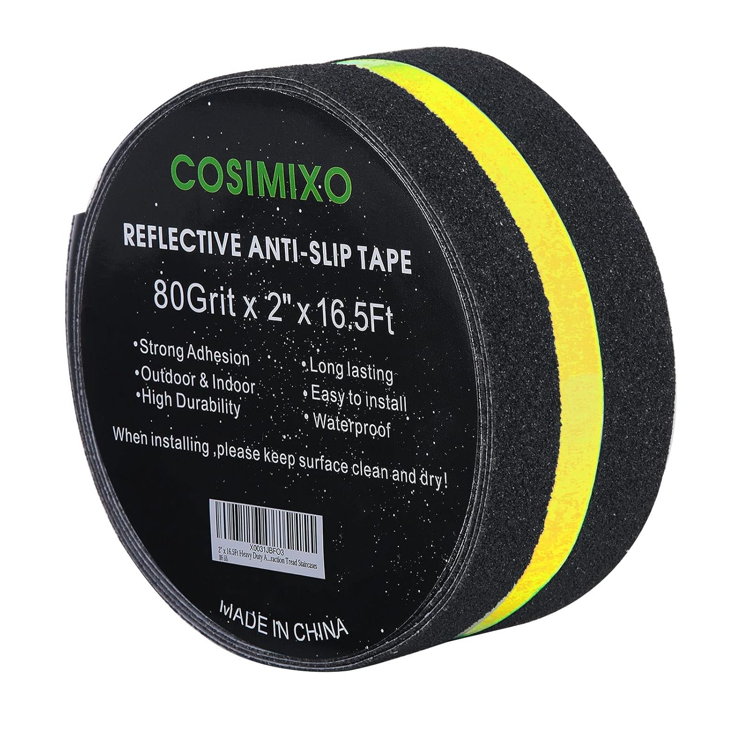 COSIMIXO 2inch x 165ft Anti Slip Tape with Reflective Stripe