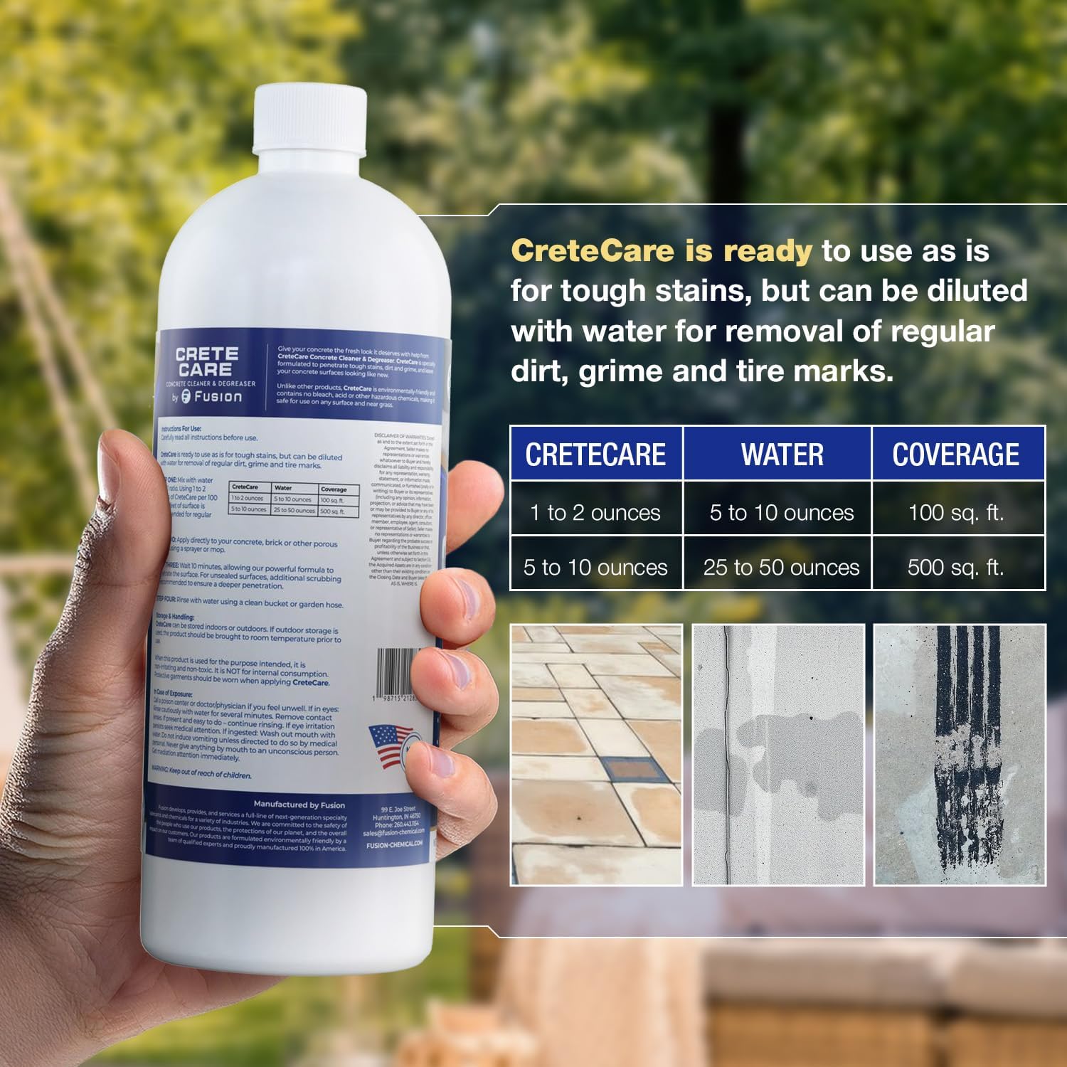 Fusion CreteCare Ultimate Concrete Cleaner and Driveway Oil Stain Remover 128 Fl Oz
