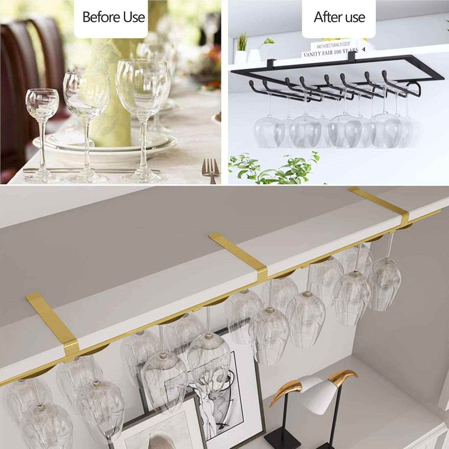 Suuim Hanging Wine Glass Holder for Bar Kitchen Restaurants