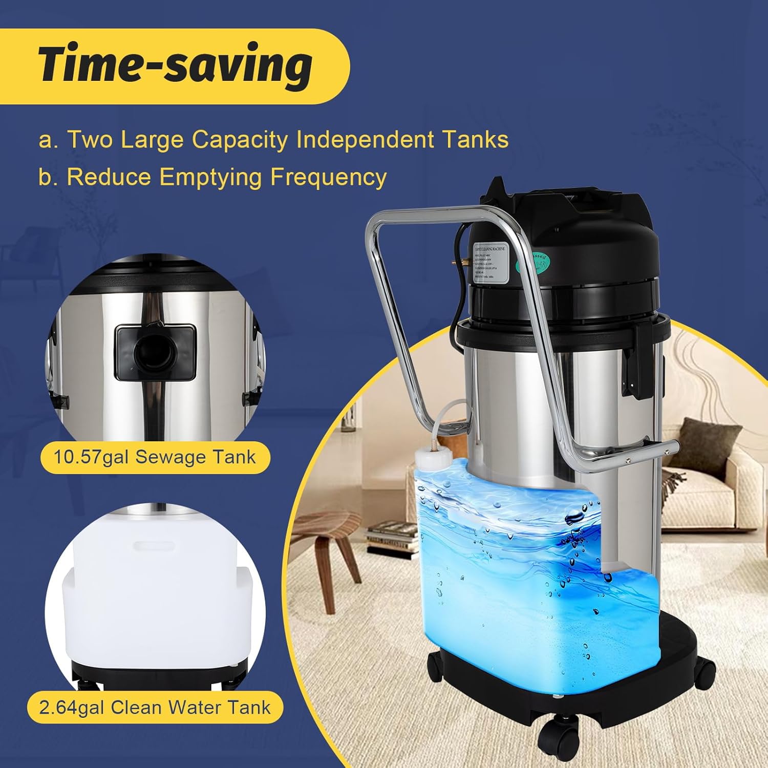 Commercial Carpet Cleaner 1000W 3 in 1 Wet Dry Portable