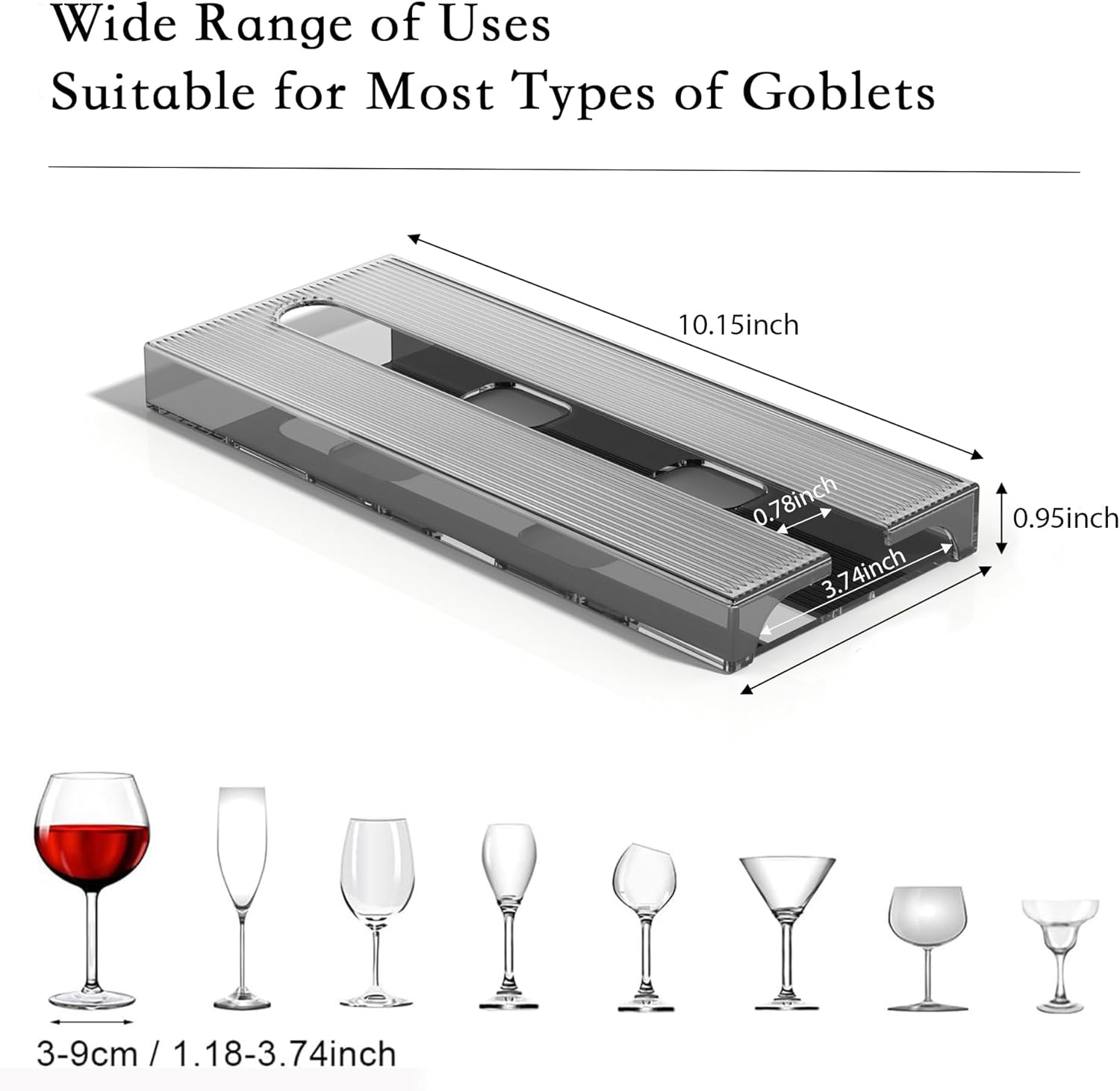 Wine Glass Holder 4 Pack - Gray Under Cabinet Kitchen Rack