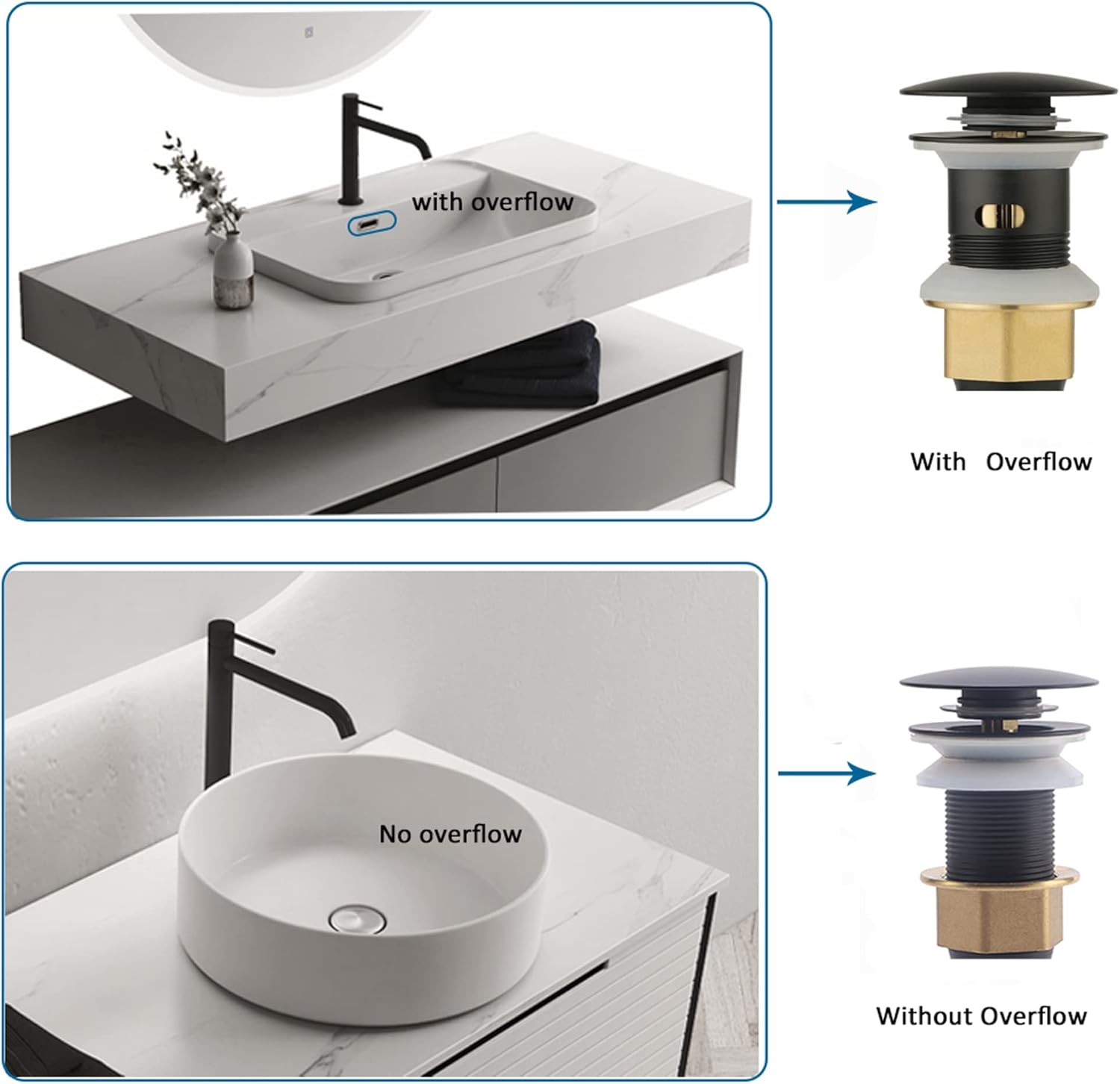 Rockgoya Matte Black Pop Up Drain Stopper