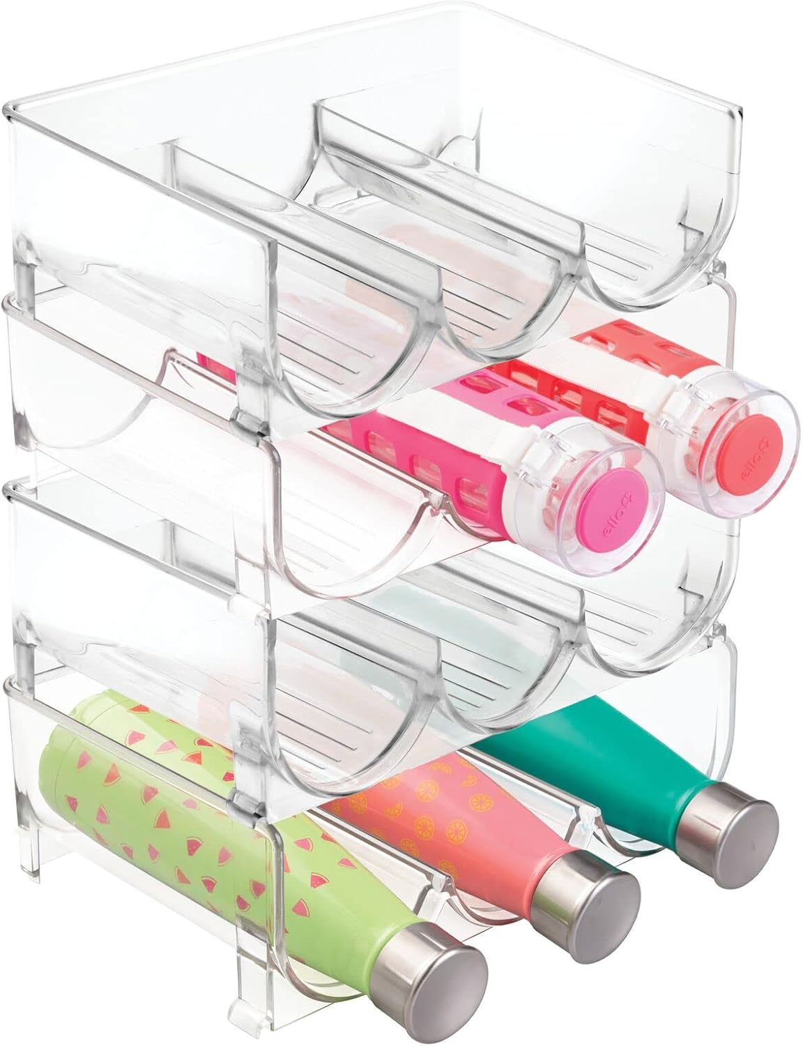 mDesign Clear Stackable 3 Bottle Holder - 4 Pack