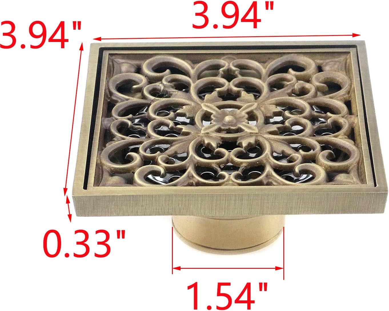 MY MIRONEY 4 Inch Brass Drain Strainer with Rattan Carving