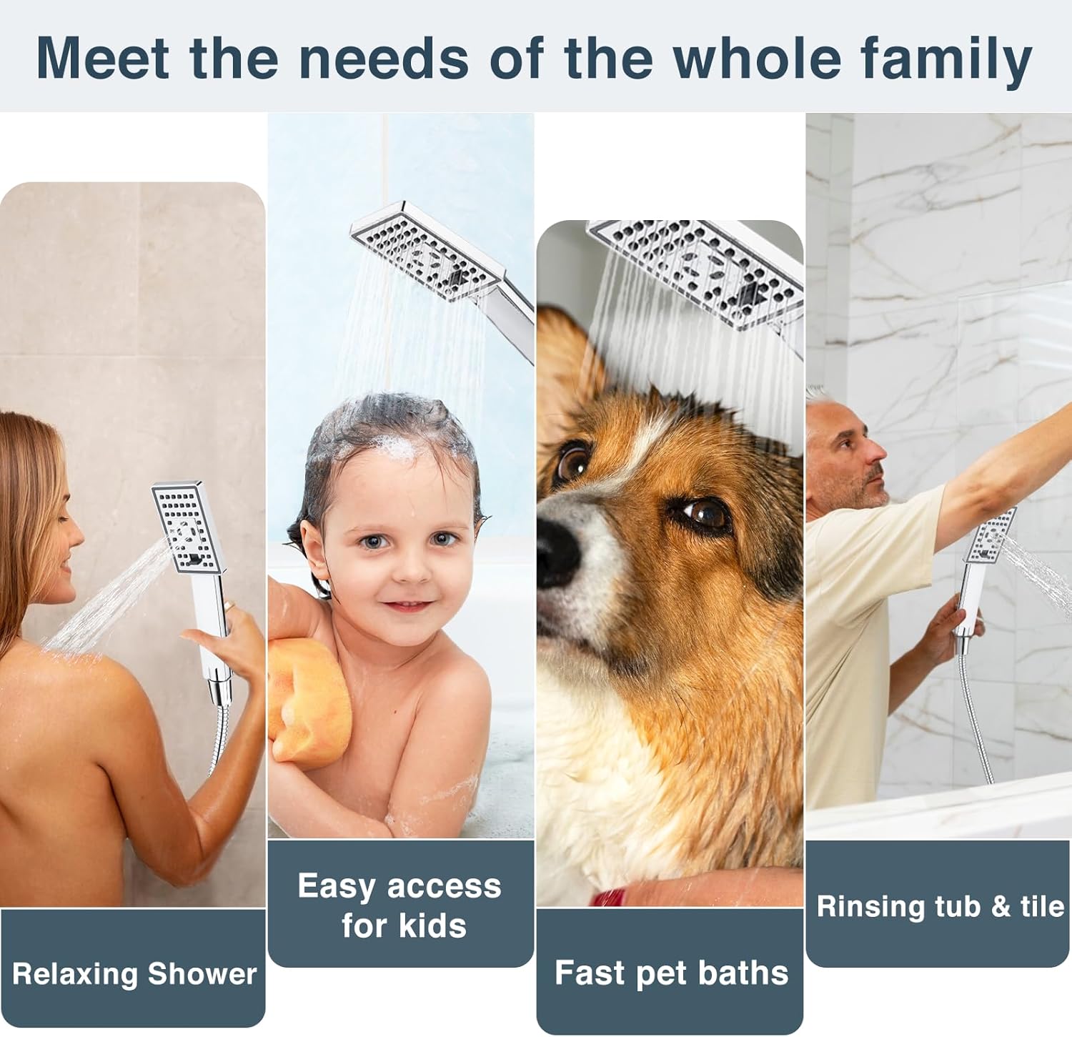 BRIGHT SHOWERS Dual Rain Handheld Shower Combo