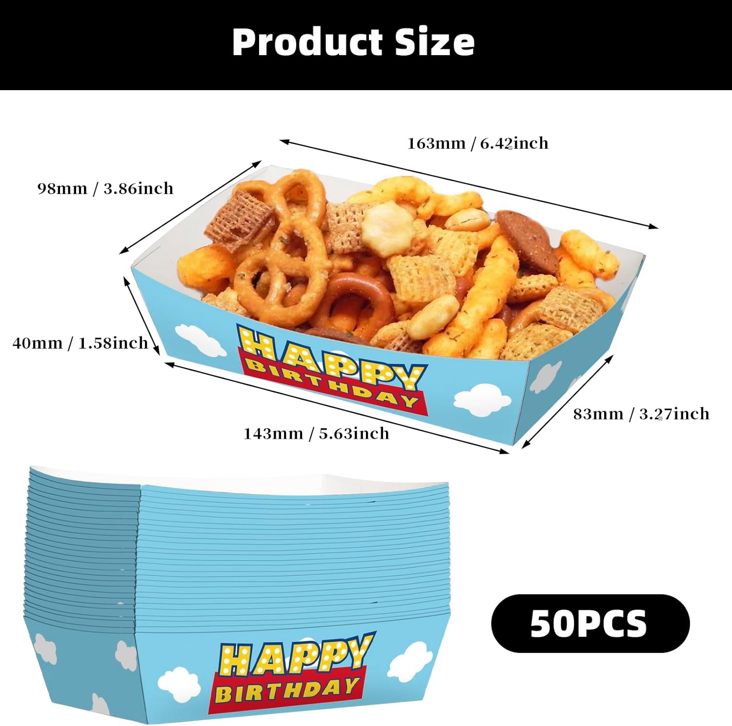 KERINGO 50 Pack 3Lb Toy Story Paper Food Trays
