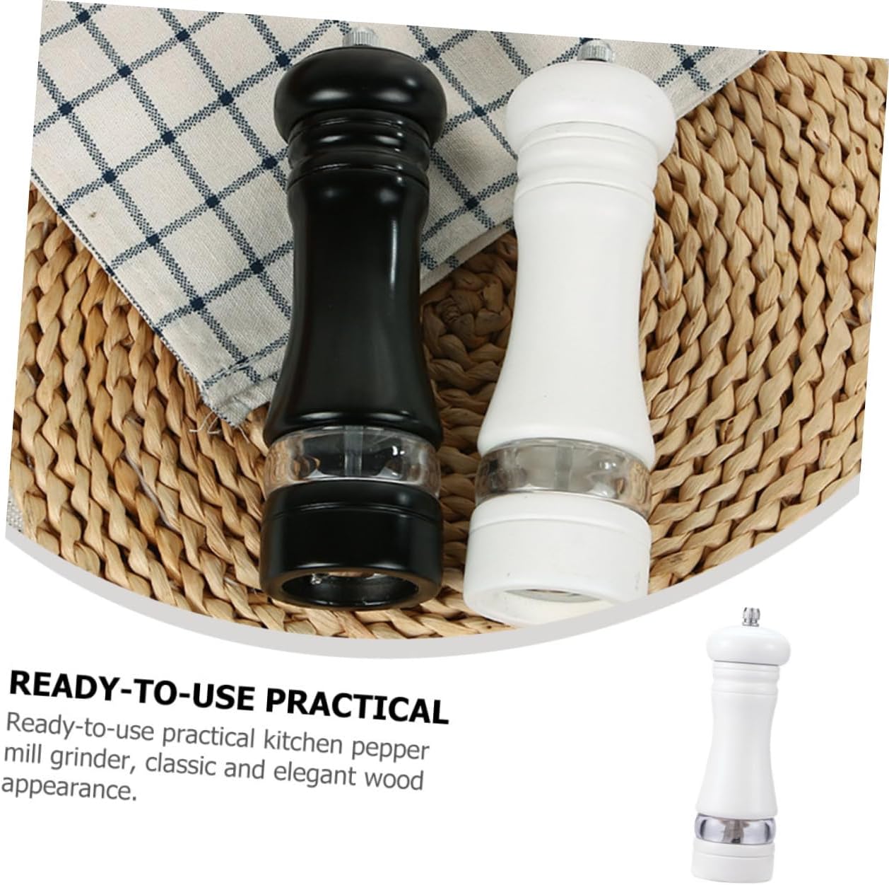 KICHOUSE Salt Pepper Shakers Set 6 Inches Wooden Refillable
