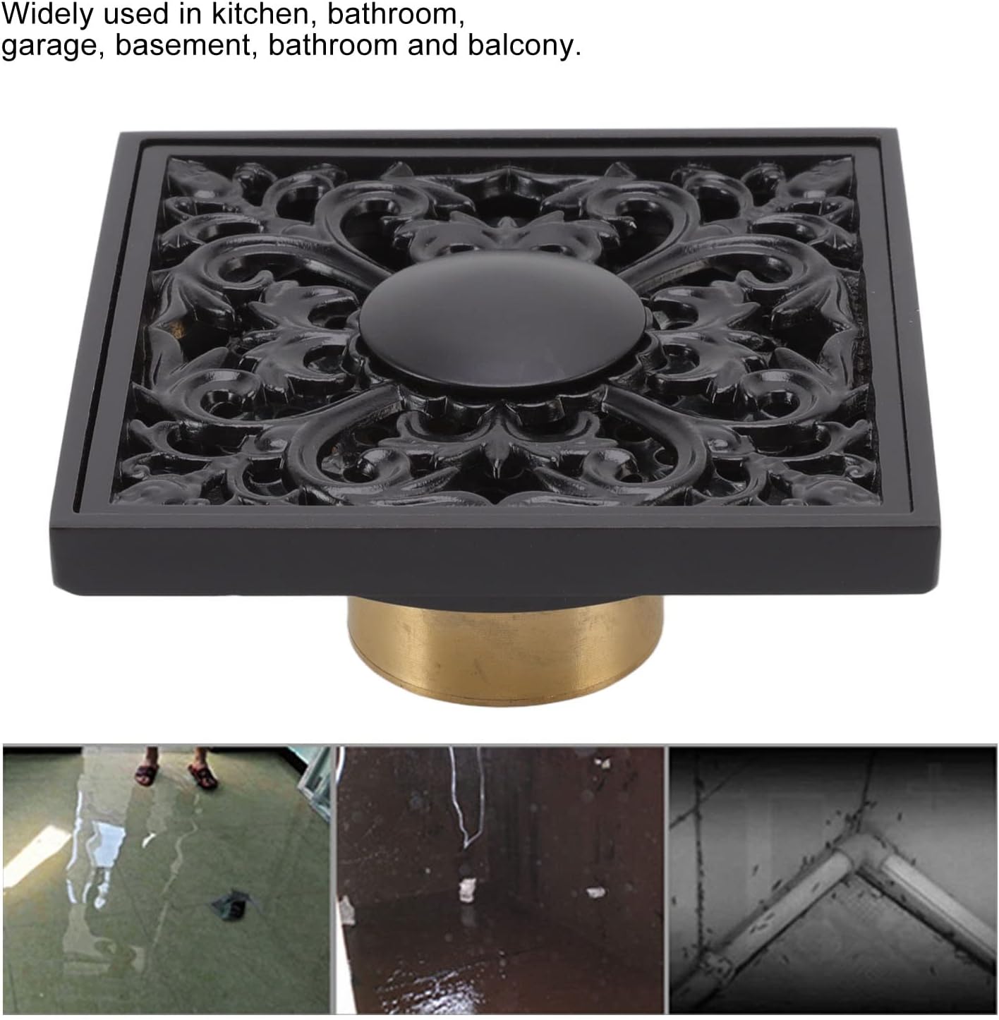 4x4 Inch Square Shower Floor Drain in Antique Style