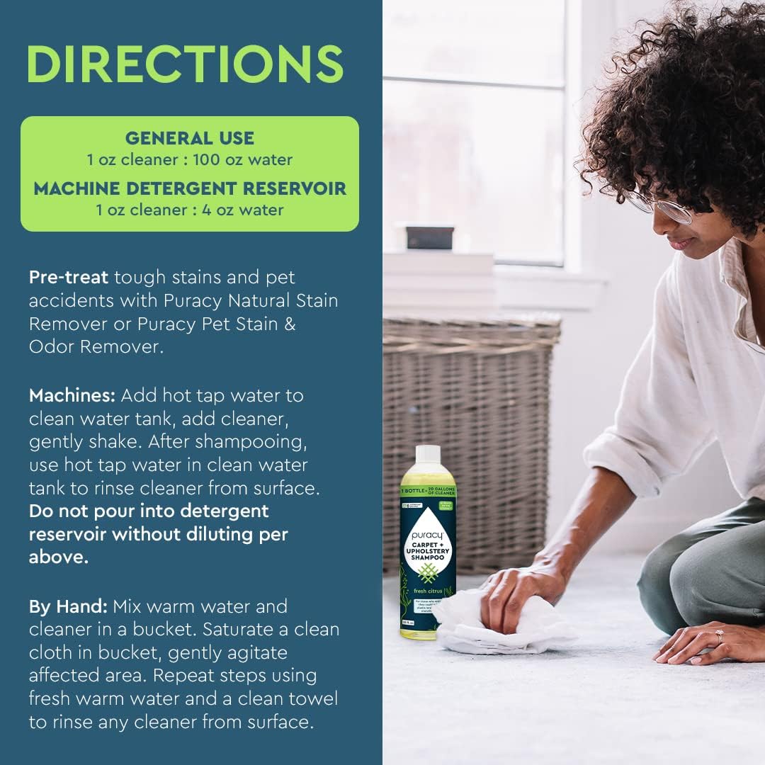 Puracy Professional Carpet Cleaner Detergent 25 Oz Natural Pet Safe