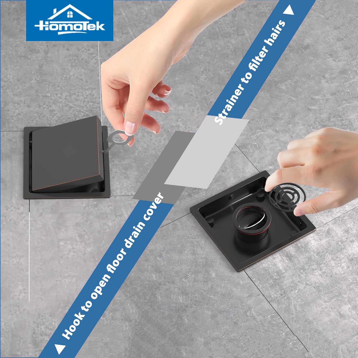 HOMOTEK 4 Inch Shower Drain with Oil Rubbed Bronze Finish
