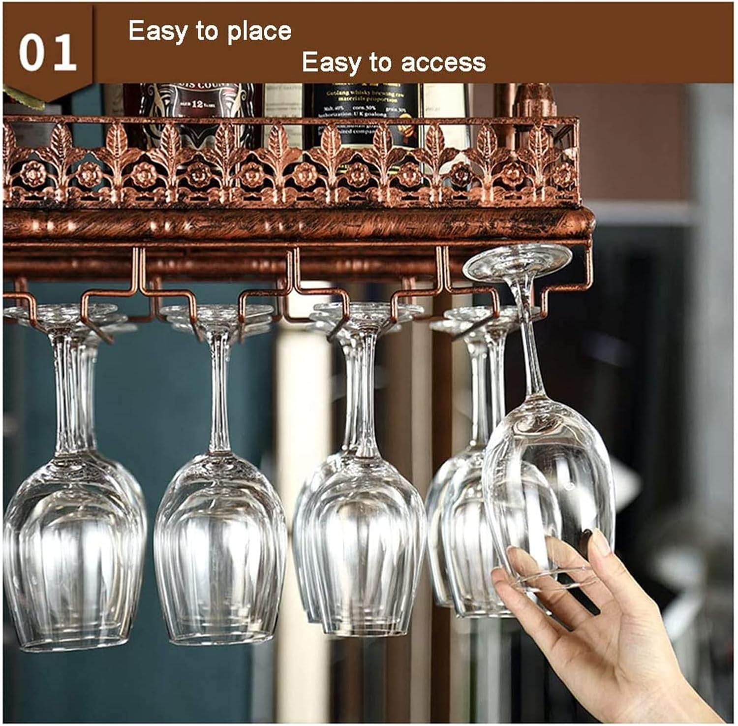 ALDEPO Bronze Wine Rack Floating Shelf for Wine Lovers