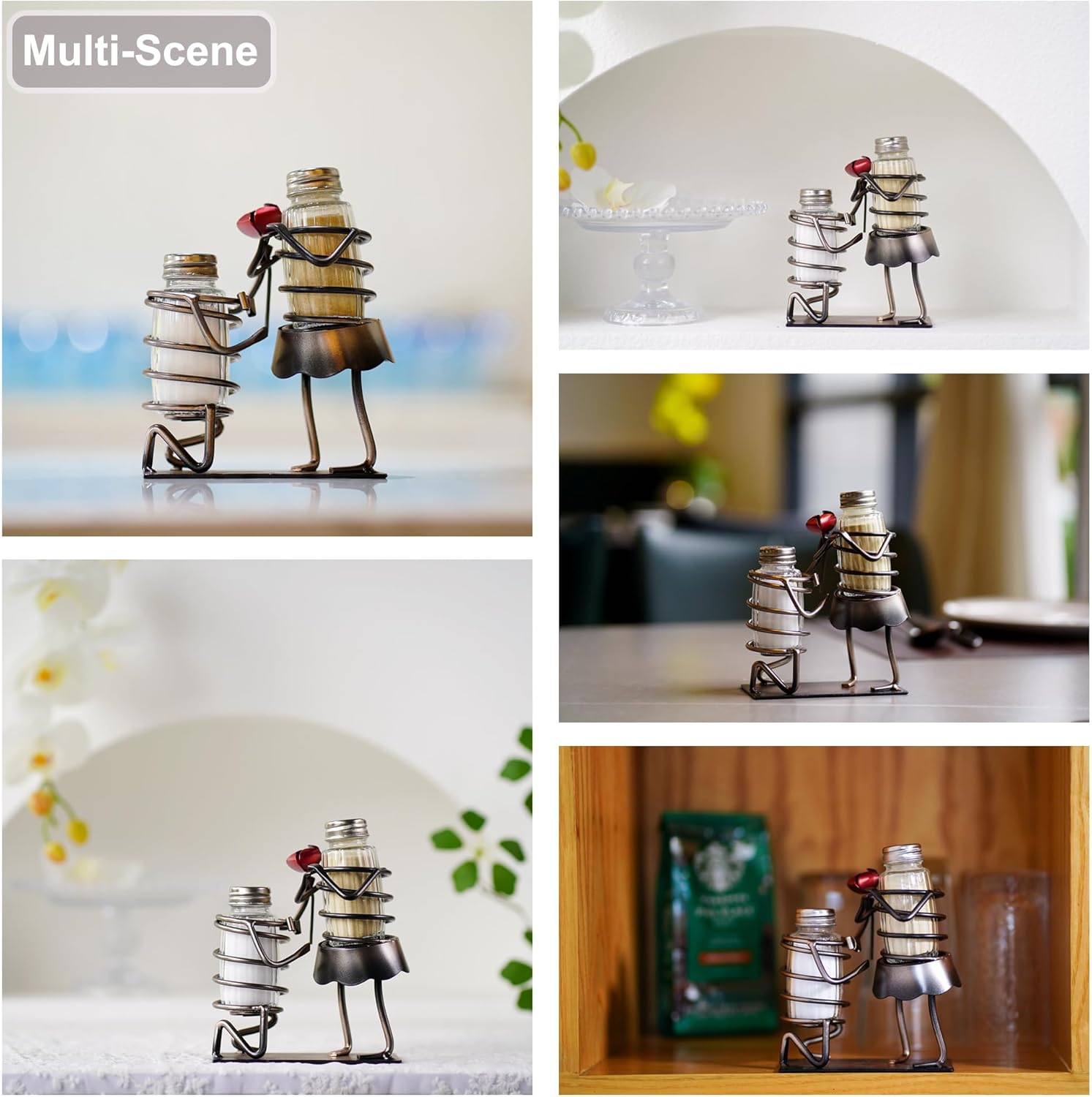 Funny Salt Pepper Shakers Set - Rose Lovers Holder Caddy