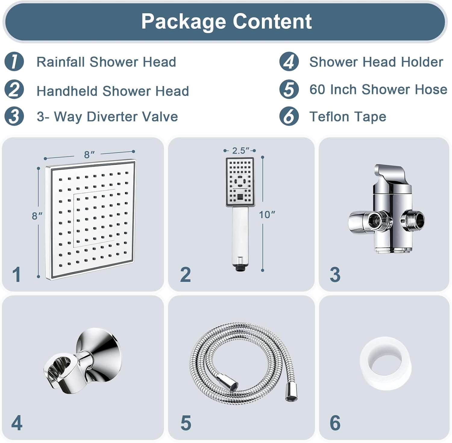 BRIGHT SHOWERS Dual Rain Handheld Shower Combo