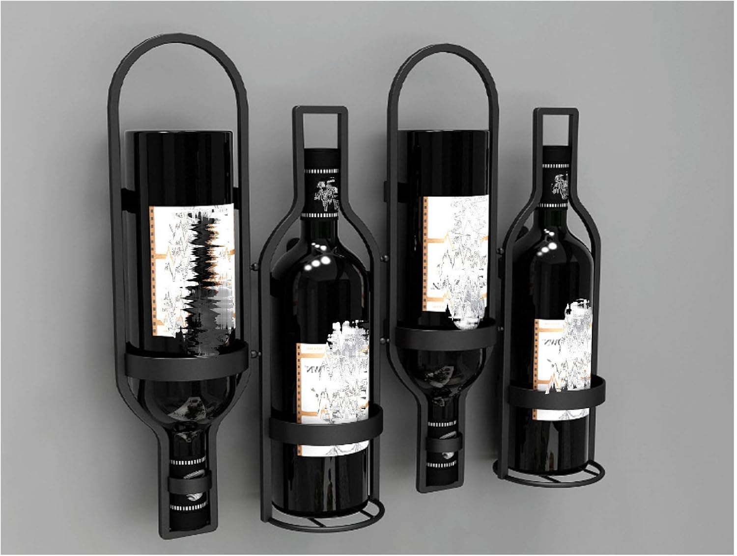 Wall Mounted Wine Bottle Holder Metal Rack - Modern Home Decor